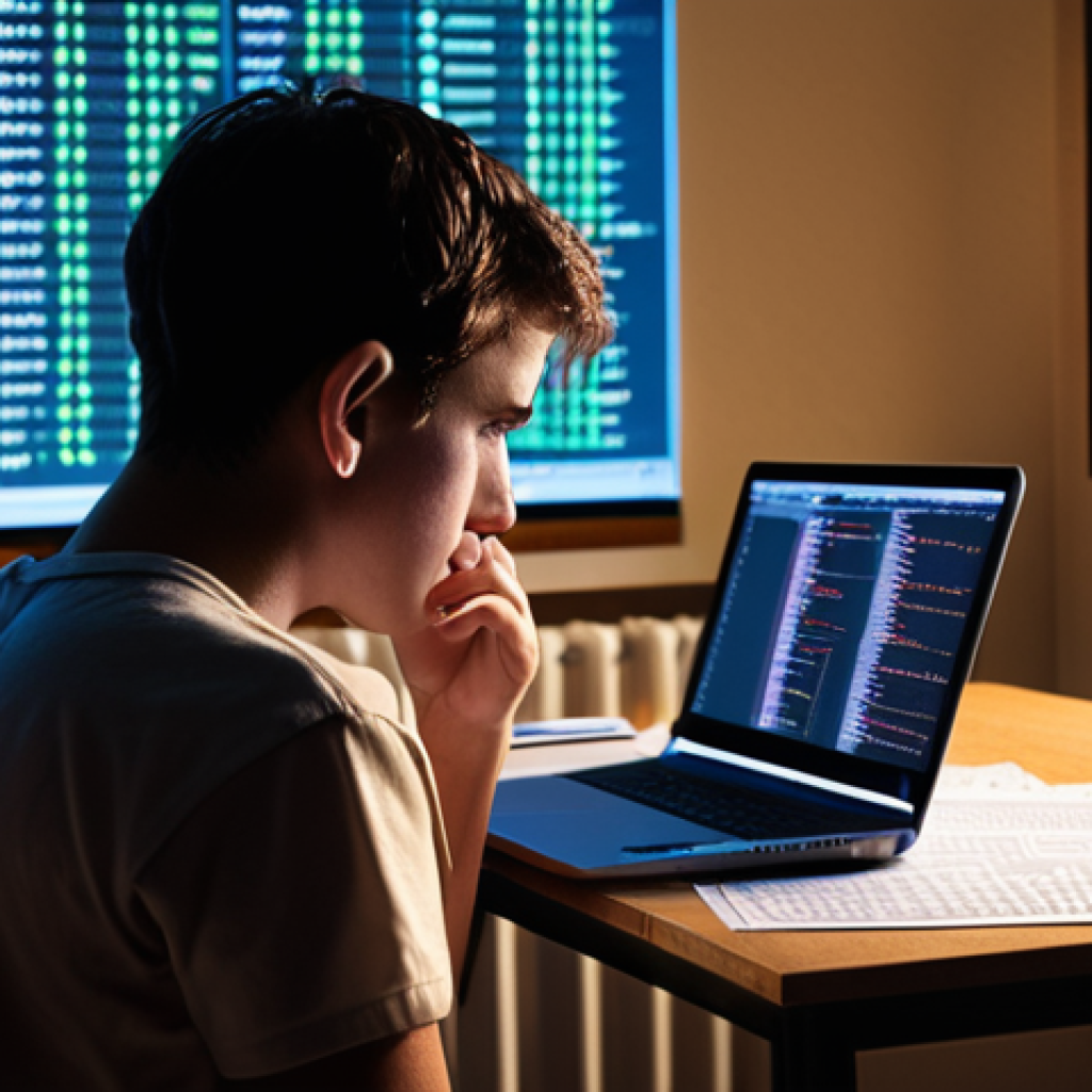 **

A stressed student hunched over a laptop, surrounded by Linux command cheat sheets, with exam preparation books scattered around. The scene is lit by the glow of the screen, emphasizing the late-night study session. Maybe add a cup of coffee and some energy drink cans to amplify the tension. The background shows blurred code snippets and Linux terminal windows.

**