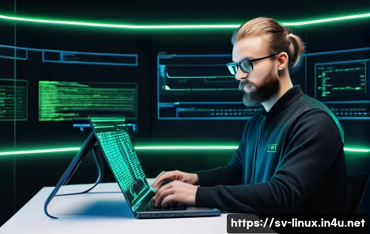 리눅스 실무에서 경험한 보안 문제 해결 사례 - A detailed digital illustration of a secure Linux server room focused on SSH key-based authenticatio...