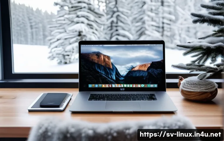 리눅스 필기 시험에서 자주 출제되는 문제 유형 - A modern Scandinavian home office with a sleek laptop displaying Linux terminal commands like chmod,...