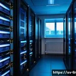 Home 19 리눅스 실무에서 자주 사용하는 보안 설정 방법 - A high-tech Linux server room environment in Stockholm, Sweden, showcasing multiple servers with vis...