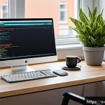 Home 23 리눅스 자격증 취득 후 대기업 서버 관리 팀 합류기 - A modern Scandinavian home office setup designed for Linux study and certification preparation, feat...