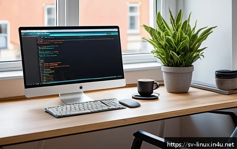 리눅스 자격증 취득 후 대기업 서버 관리 팀 합류기 - A modern Scandinavian home office setup designed for Linux study and certification preparation, feat...